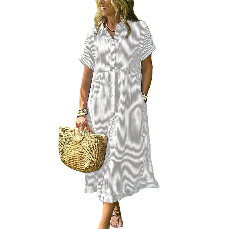 Harper | Striped Midi Shirt Dress