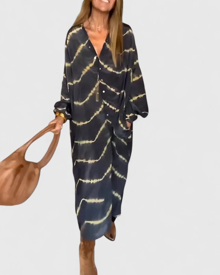 Jamie | Elegant Boho Striped Maxi Dress