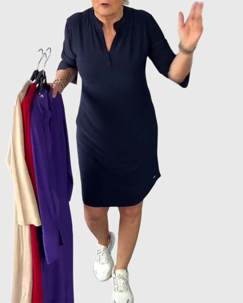 Jamie | Solid V-Neck Dress