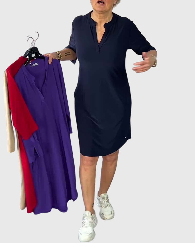 Jamie | Solid V-Neck Dress