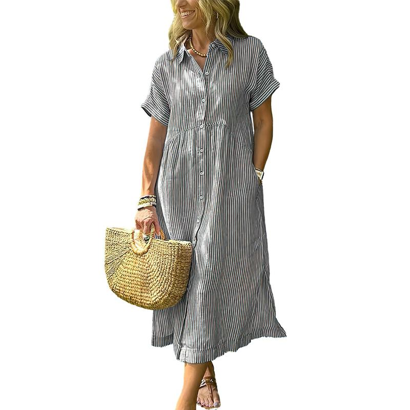 Harper | Striped Midi Shirt Dress