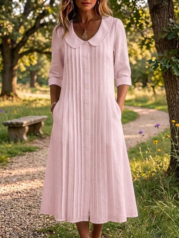Eloise | Vintage Linen Midi Dress
