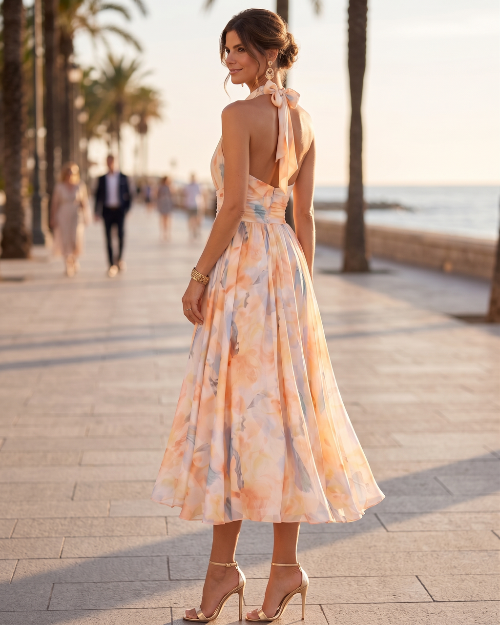 Aurora | Watercolor Halter Dress