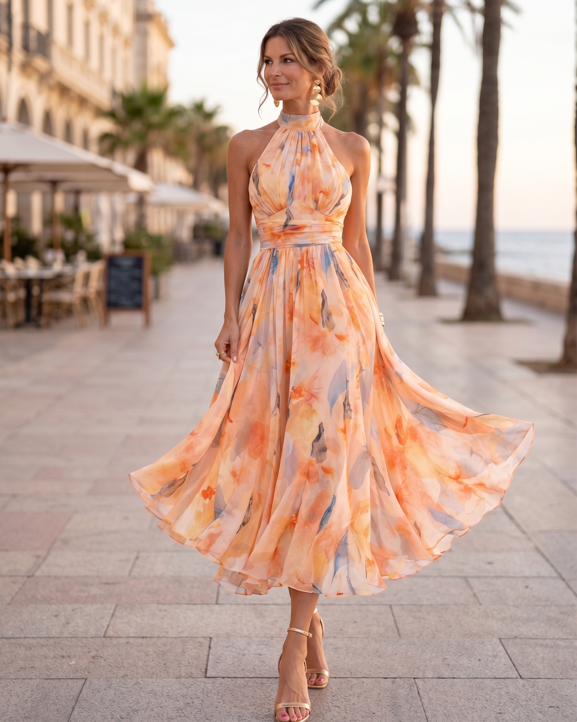Aurora | Watercolor Halter Dress