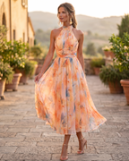 Aurora | Watercolor Halter Dress