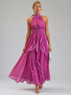 Celestia | Ruffled Halter Maxi Dress