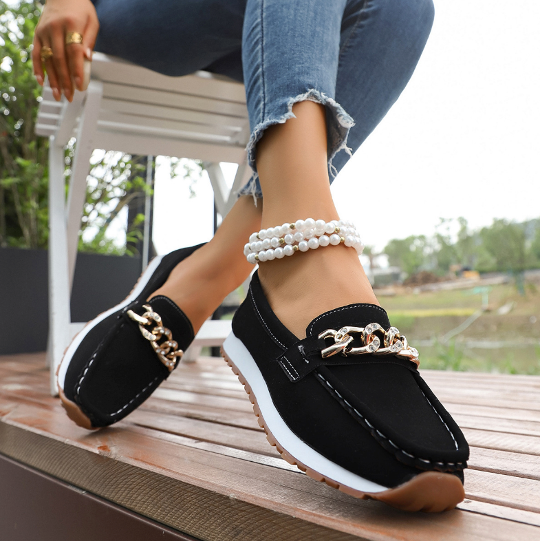 Elle - Diamond Buckle Loafers