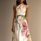 Liora | Floral Halter Maxi Dress