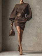 Clea - Structured Belted Short Knit Dress