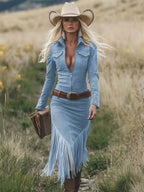 Valencia | Suede Fringe Dress